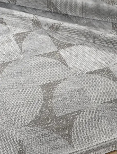 Calme Serisi Gri Renk Yıkanabilir Kaymaz Dokuma Halı T-Hy10