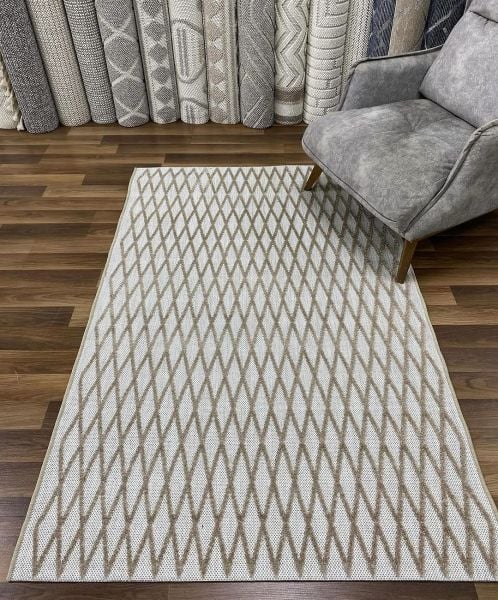 Ahsen Serisi Hav Toz Vermeyen Antialerjik Bej Renk Halı MH-09