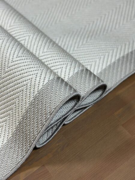 Sisal Serisi Krem Gri Kaymaz Tabanlı Yıkanabilir Dokuma Halı EM-E905