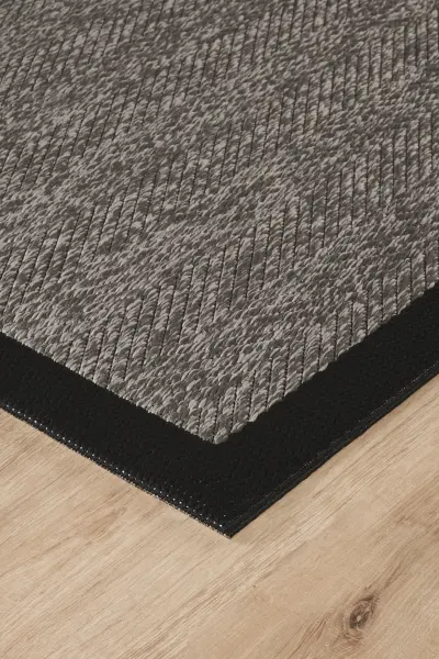 Sisal Serisi Gri Siyah Kaymaz Tabanlı Yıkanabilir Dokuma Halı EM-E906