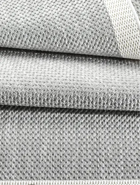 Sisal Serisi Gri Krem Kaymaz Tabanlı Yıkanabilir Dokuma Halı TU-EN07