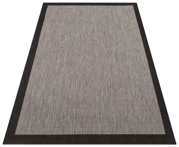 Sisal Serisi Gri Siyah Kaymaz Tabanlı Yıkanabilir Dokuma Halı TU-EN11