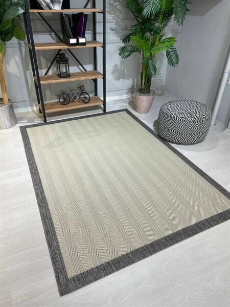 Sisal Serisi Bej Kaymaz Tabanlı Yıkanabilir Hasır Dokuma Halı TU-0351
