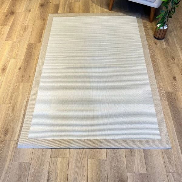 Sisal Serisi Krem Kaymaz Tabanlı Yıkanabilir Hasır Dokuma Halı TU-0354