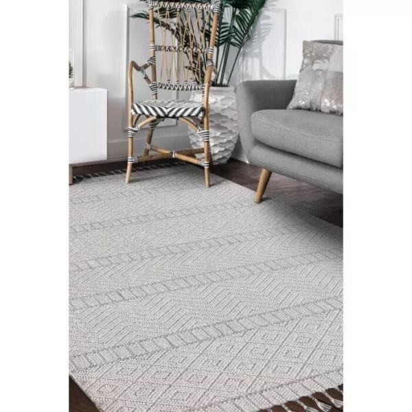 Arya Serisi Gri Modern İskandinav Desenli Makine Halısı T-1073