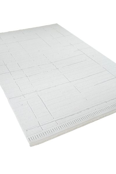 Origami Serisi Beyaz Gri Yumuşak Dokulu Makine Halısı AP-6941