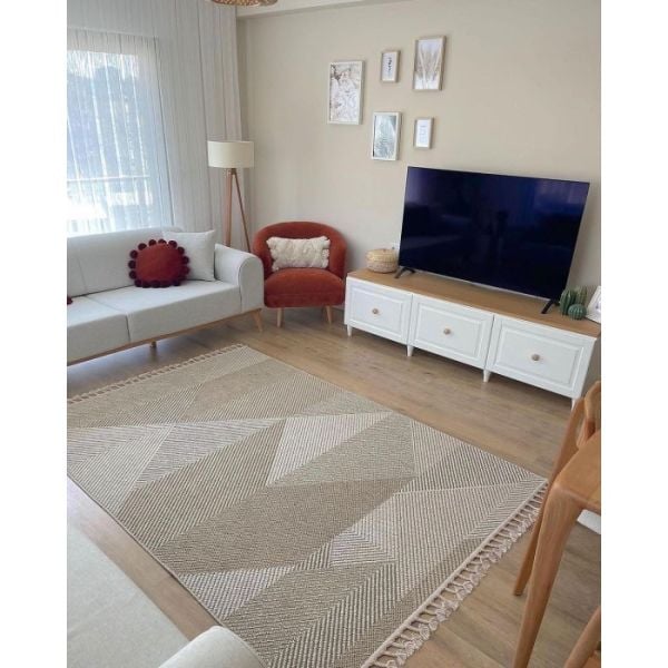 Pavia Serisi Bej Renk Kolay Temizlenen Hav Toz Vermez Halı Q-2018