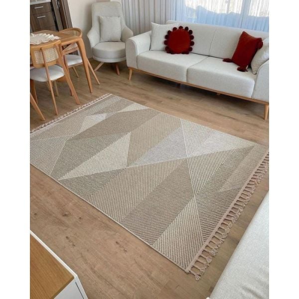 Pavia Serisi Bej Renk Kolay Temizlenen Hav Toz Vermez Halı Q-2018