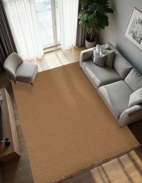 Plain Serisi Sisal Bej Düz Dokuma Kolay Temizlenebilir Halı L-7657