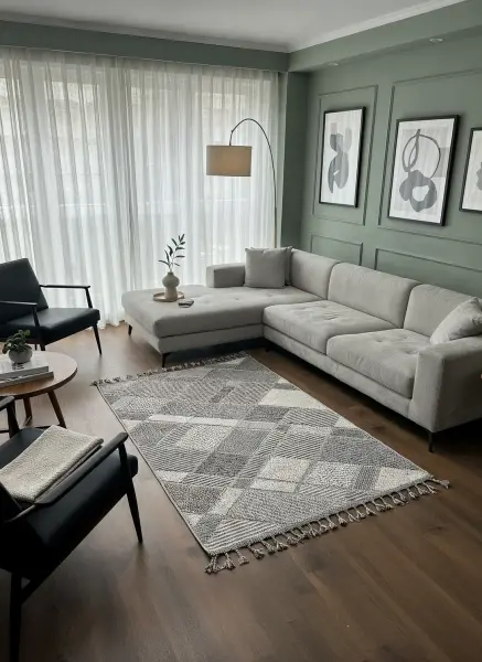 Pavia Serisi Gri Renk Kolay Temizlenen Hav Toz Vermez Halı T-19482