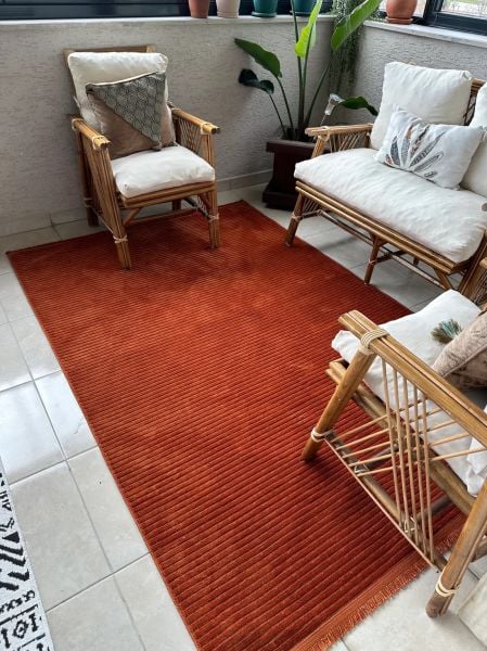 Ada Serisi Kiremit Renk Yıkanabilir Şönil Dokuma Halı GA-3230