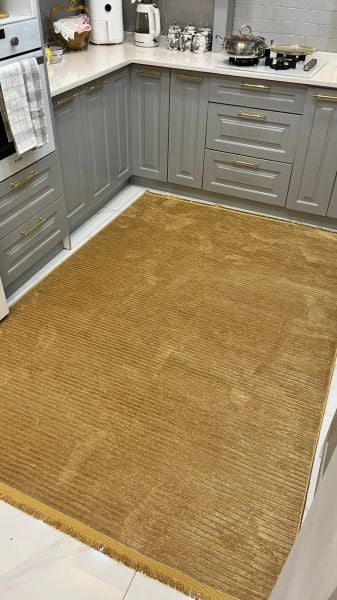 Ada Serisi Hardal Renk Yıkanabilir Şönil Dokuma Halı GA-3232