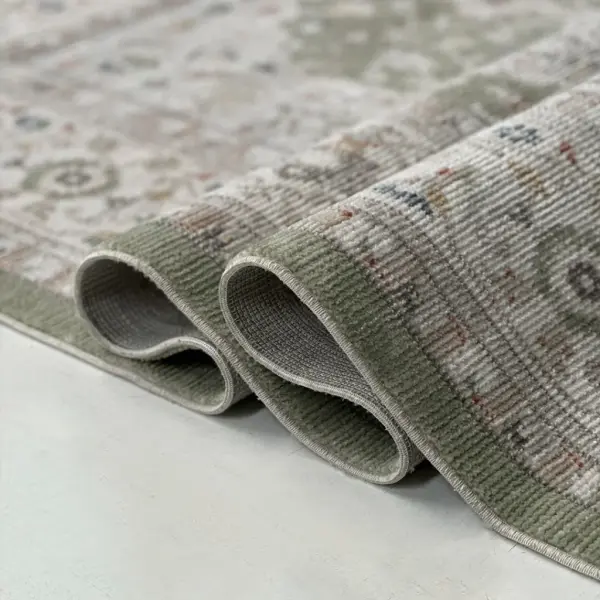 Vintage Serisi Yeşil Renk Dokuma Makine Halısı EM-E402