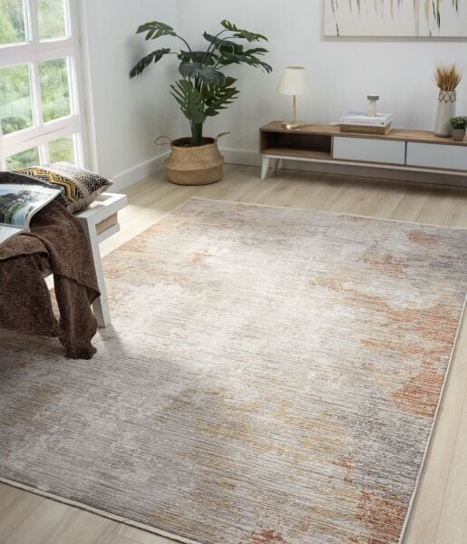 Vintage Serisi Kiremit Renk Eskitme Desen Dokuma Halı S-P10206T