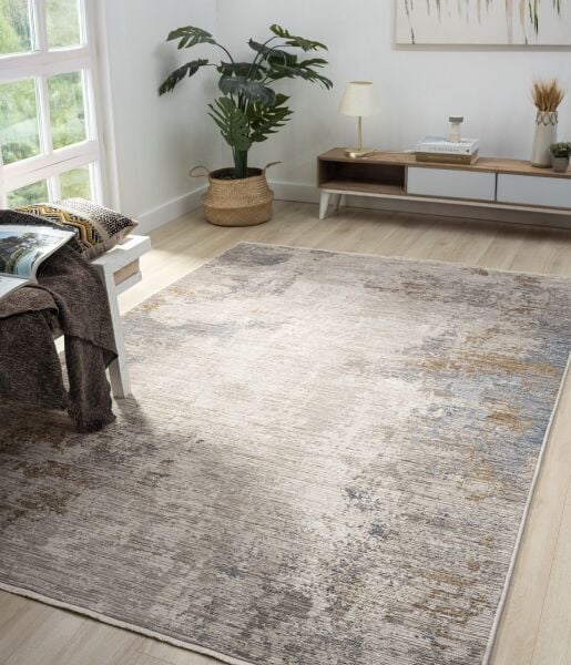 Vintage Serisi Mavi Renk Eskitme Desen Dokuma Halı S-P10206M